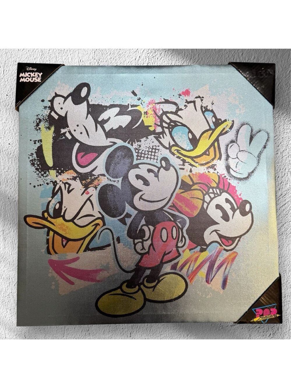 Disney Mickey and Friends Metallic Wall Décor Art By Pop Creations 16x16” New